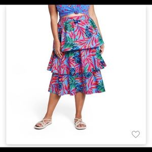 Tabitha Brown for Target Tropical Tiered Midi Skirt S NWT